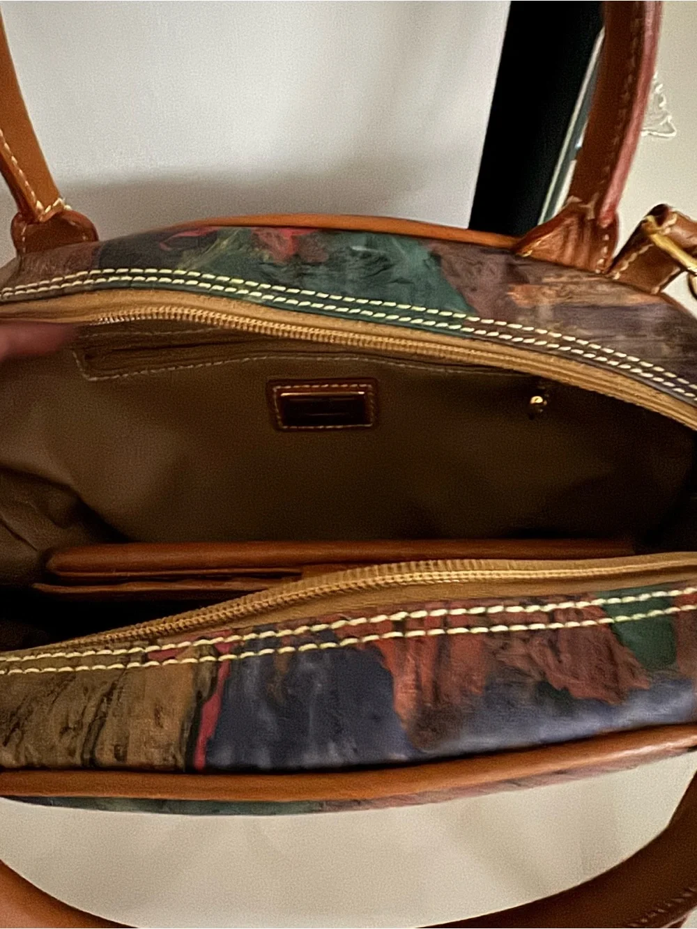 Van Gogh Brown Multi-Color Leather-Trim Satchel